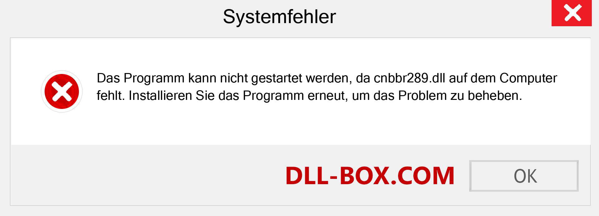 cnbbr289.dll-Datei fehlt?. Download für Windows 7, 8, 10 - Fix cnbbr289 dll Missing Error unter Windows, Fotos, Bildern